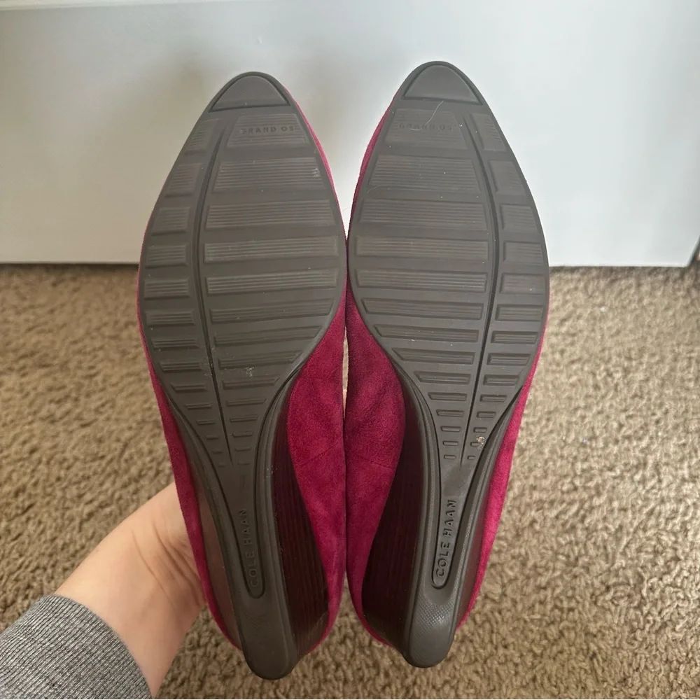Cole Haan Kathryn Magenta Purple Suede Wedges - Picture 7 of 11